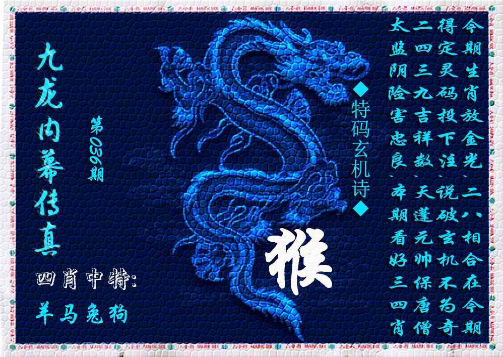 036期九龙内幕传真(新上市)[图]